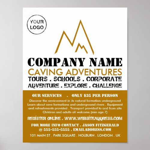 Gold Mountain Logo Caving Adventure Advertising Poster