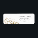 Gold Mountain Return Address Label<br><div class="desc">This gold mountain return address label is perfect for your elegant boho mountain forest wedding. Designed with a golden mountain landscape featuring simple birds in flight. It's just what you're looking for to complete your unique modern destination wedding.</div>