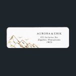 Gold Mountain Return Address Label<br><div class="desc">This gold mountain return address label is perfect for your elegant boho mountain forest wedding. Designed with a golden mountain landscape featuring simple birds in flight. It's just what you're looking for to complete your unique modern destination wedding.</div>