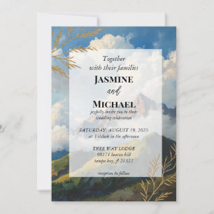 Gold Mountain Rolling Hills With Clouds Landscape Invitation