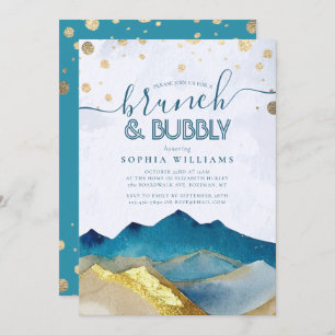 Gold Mountains Wedding Brunch Bubbly Bridal Shower Invitation