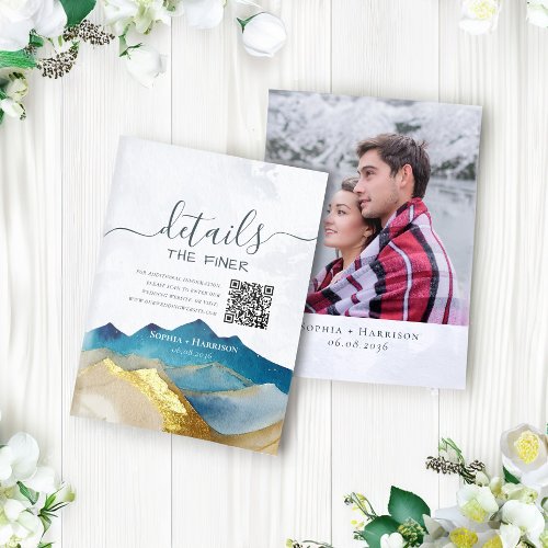 Gold Mountains Wedding Details Information QR Code Enclosure Card