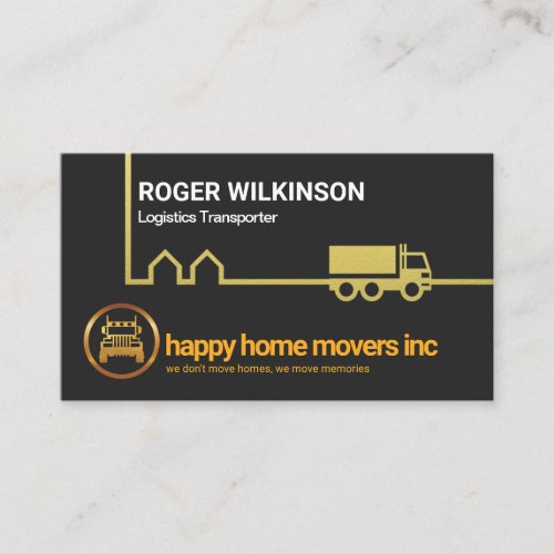 Gold Moving Home Border Motif Relocation Business Card