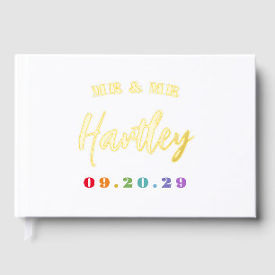 Gold Mr & Mr Rainbow Date Gay Wedding Foil Guest Book