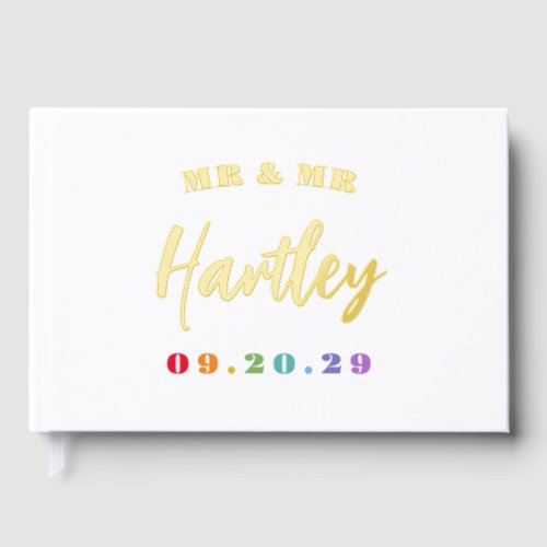 Gold Mr  Mr Rainbow Date Gay Wedding Foil Guest Book