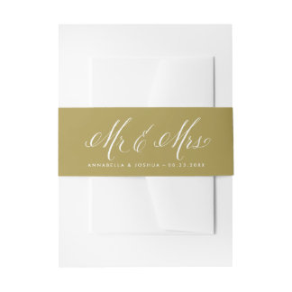 Gold Mr. & Mrs. Elegant Script II Wedding Invitation Belly Band