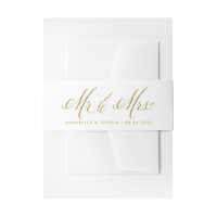 Gold Mr. & Mrs. Elegant Script Wedding Invitation Belly Band