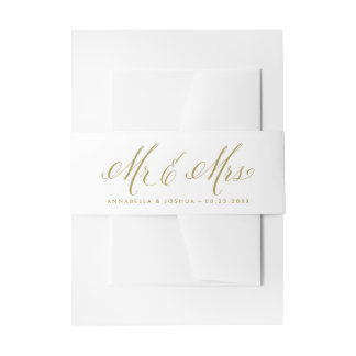 Gold Mr. & Mrs. Elegant Script Wedding Invitation Belly Band