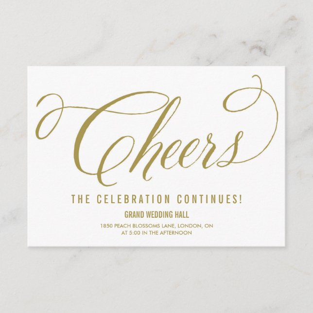 Gold Mr. & Mrs. Elegant Script Wedding Reception Enclosure Card (Front)