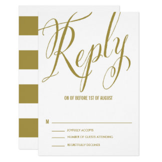 Gold Mr. & Mrs. Elegant Script Wedding RSVP Card