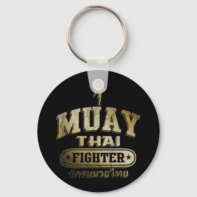 Gold Muay Thai Fighter Keychain (Front)