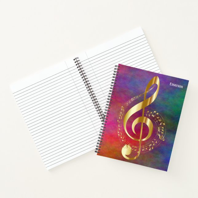 Gold Music Note Customize & Personalize Notebook (Inside)