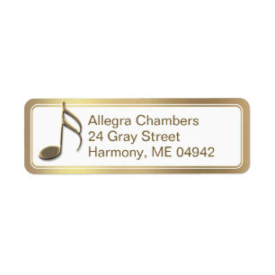 Gold Music Note Gold Gradient Return Address Label