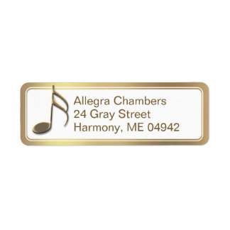 Gold Music Note Gold Gradient Return Address Label