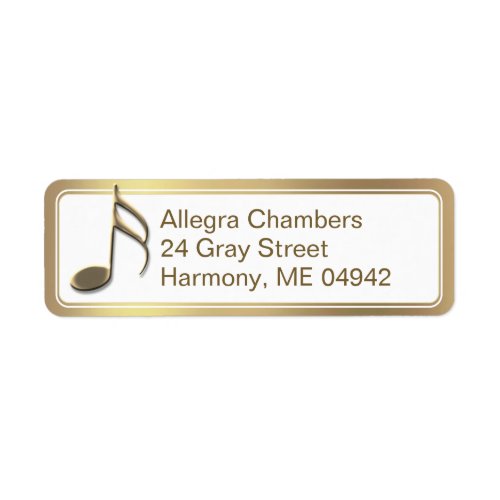 Gold Music Note Gold Gradient Return Address Label