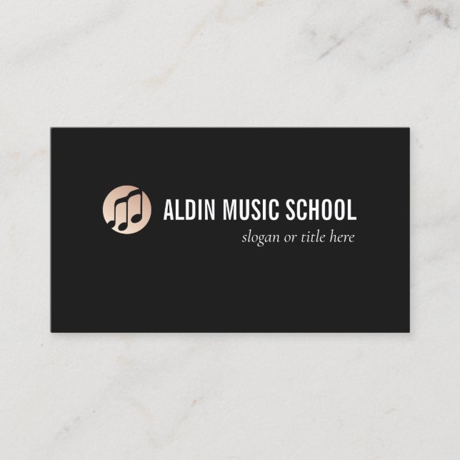 Gold Music Note Logo Black Business Card (Front)