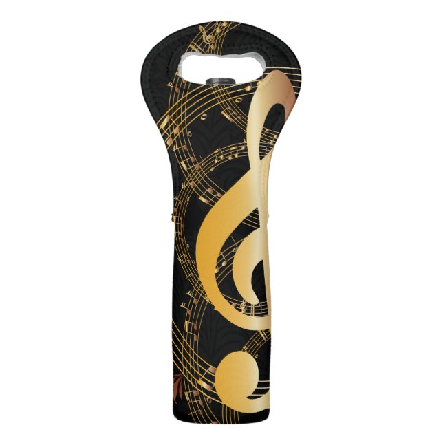 Gold Music Note Luxury Wine Bag (Front)