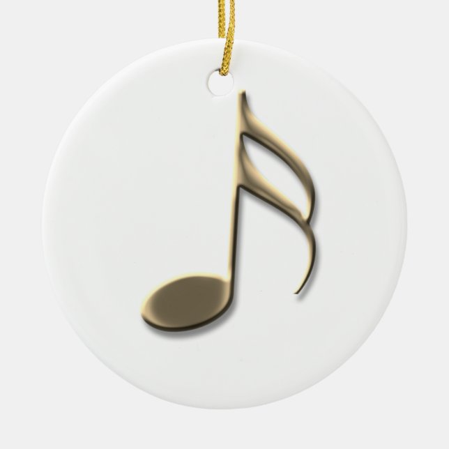 Gold Music Note Soprano Singer Christmas Ceramic Ornament (Front)