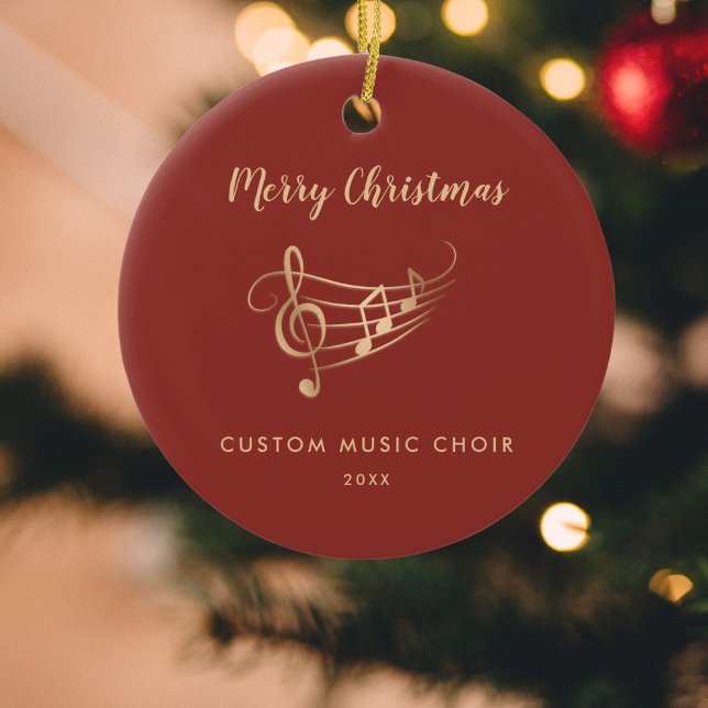Gold Music Notes Choir Ensemble Elegant Christmas Ceramic Ornament (Creator Uploaded)