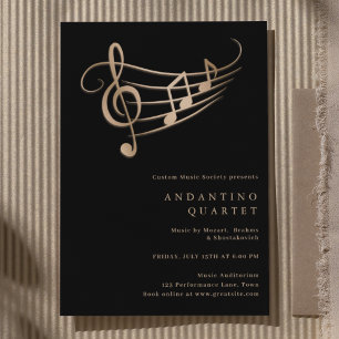 Gold Music Notes Classy Minimal Concert Invitation