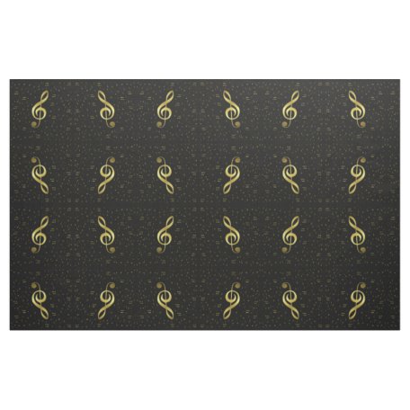 Gold Music Notes On Black or Any Color Fabric | Zazzle