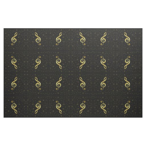 gold music notes in black fabric