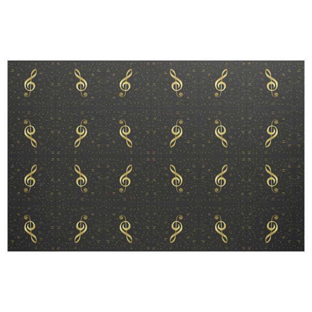 Gold Music Notes On Black or Any Color Fabric | Zazzle