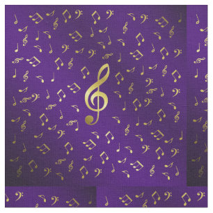 gold music notes in purple fabric