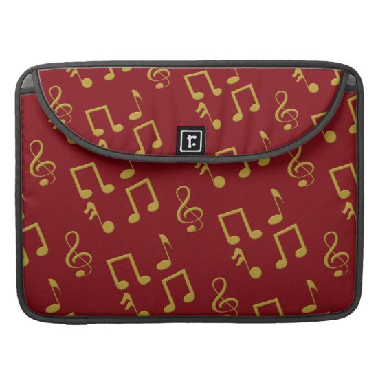Gold Music Notes Macbook Pro 15 Inch Laptop Sleeve