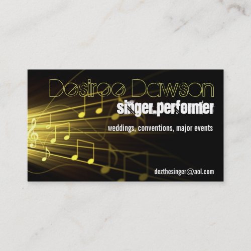 gold music notes music business card