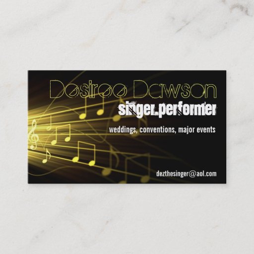 Customizable gold music notes music business card
