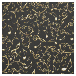 Gold Music Notes On Black or Any Color Fabric