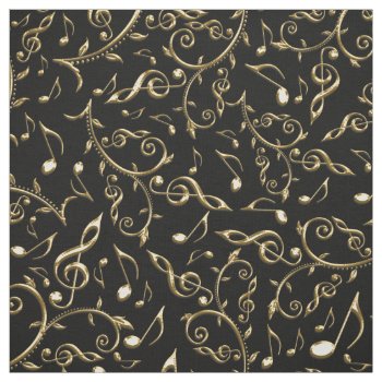 Gold Music Notes On Black Or Any Color Fabric by UROCKDezineZone at Zazzle