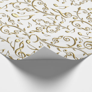 Gold Music Notes On Custom Color Wrapping Paper
