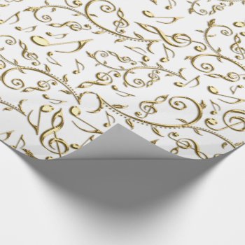 Gold Music Notes On Custom Color Wrapping Paper by UROCKDezineZone at Zazzle