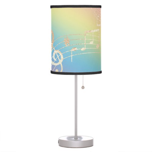Gold Music Notes on Rainbow Table Lamp