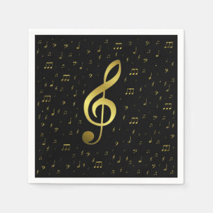 gold music notes paper napkins