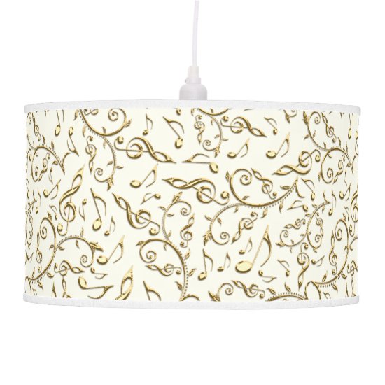 Gold Music Notes Pattern On Any Color Hanging Lamp
