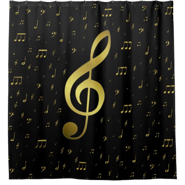 gold music notes shower curtain (Front)