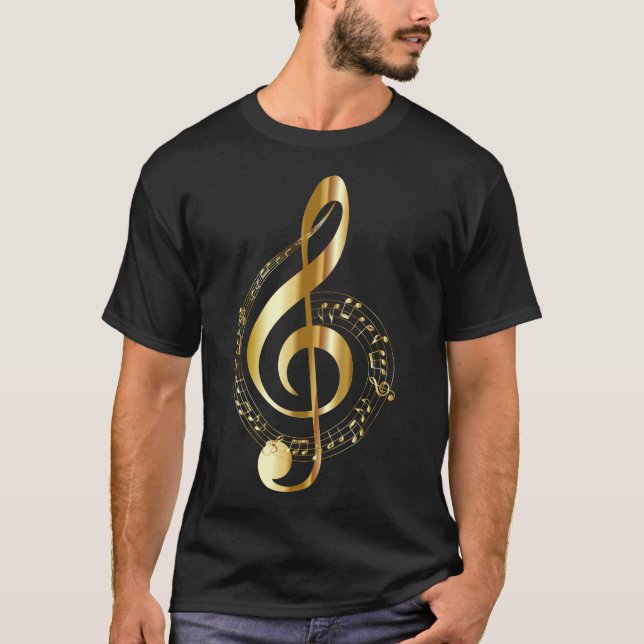 Gold Music Notes  T-Shirt (Front)