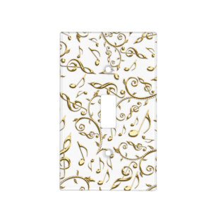 Gold Music Notes White Light Switch Cover