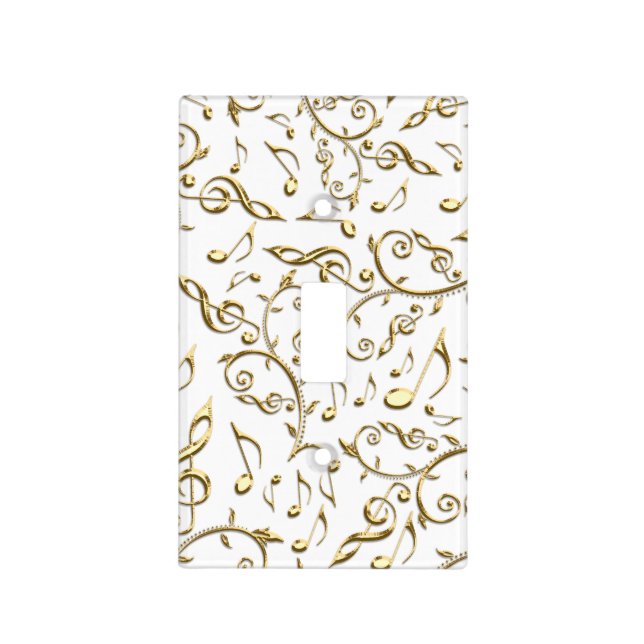 Gold Music Notes White Light Switch Cover (Front)