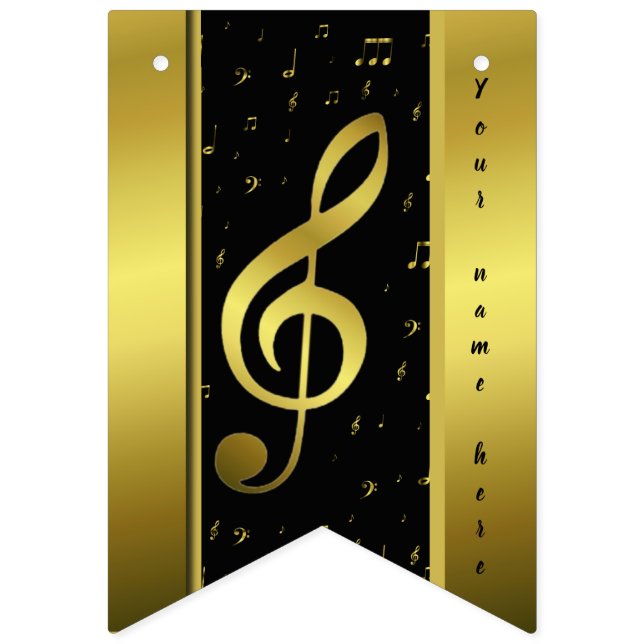 gold music notesn name templare bunting flags (First Flag)