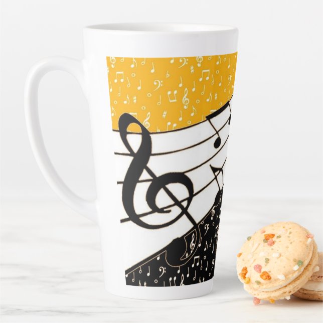 Gold music theme latte mug (In Situ)