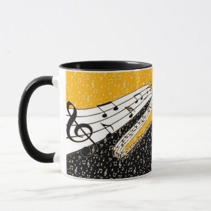 Gold music theme mug