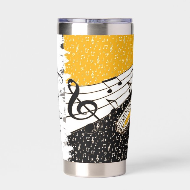 Gold music theme personalized insulated tumbler (Back)