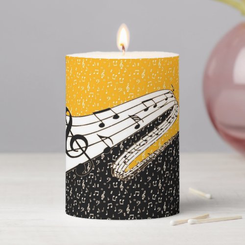 Gold music theme  pillar candle