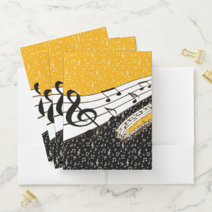 Gold music theme pocket folder