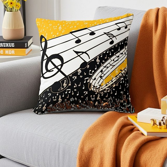 Gold music theme throw pillow (Creator Uploaded)