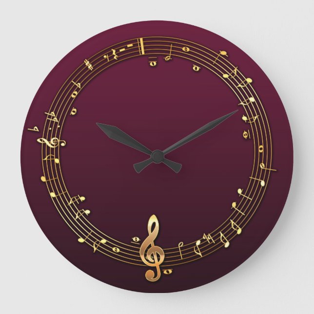 Gold Music Treble Clef Large Clock (Front)